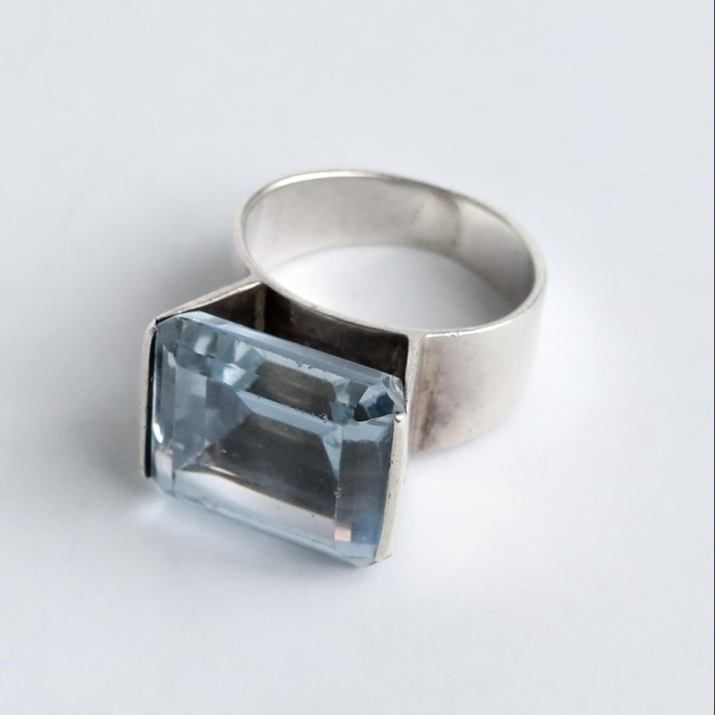 silver ring with a rare gem from the 1950s