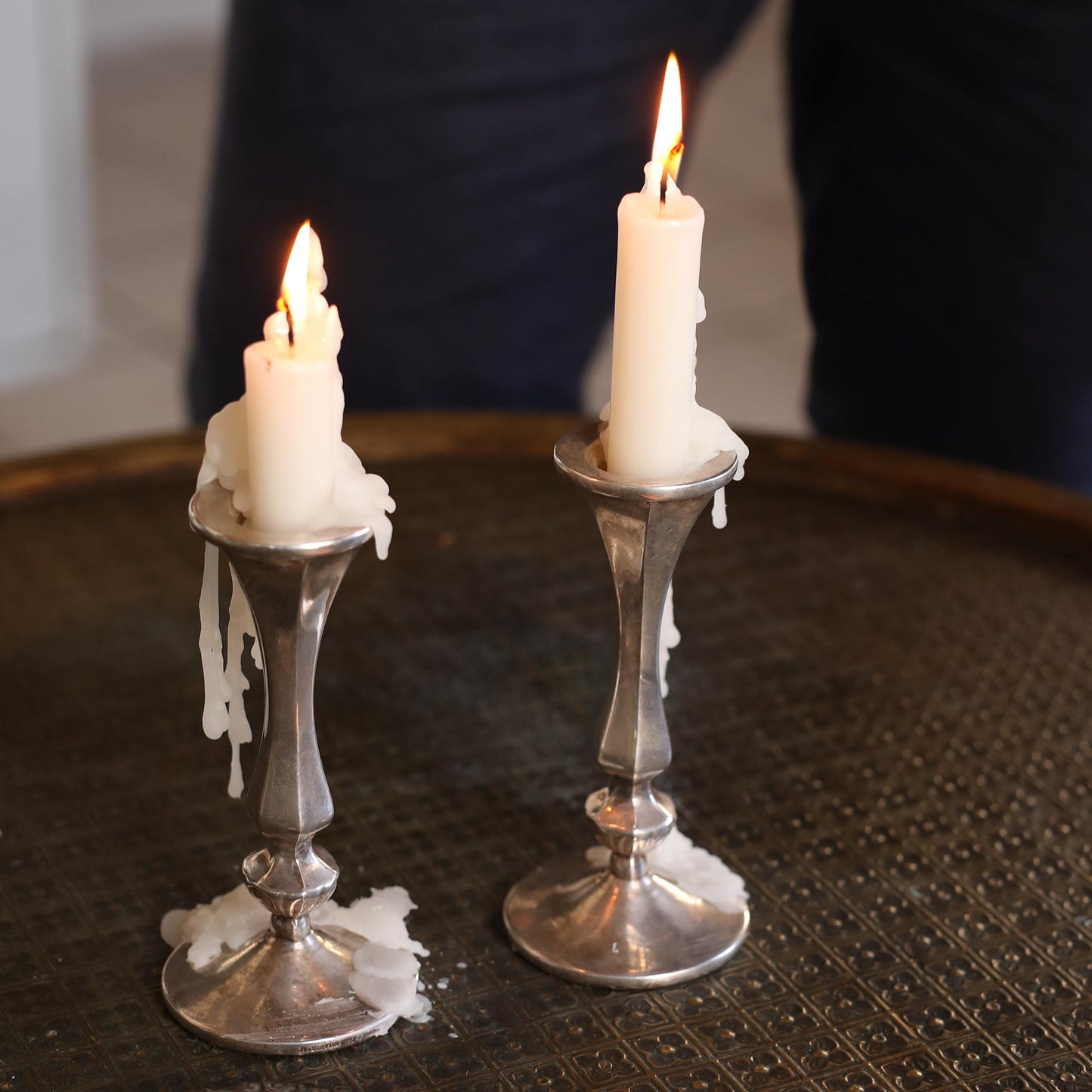 Short Silver candleholders