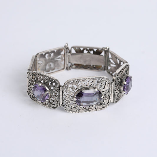 Antique Handcrafted Silver Bracelet with Alexandrite