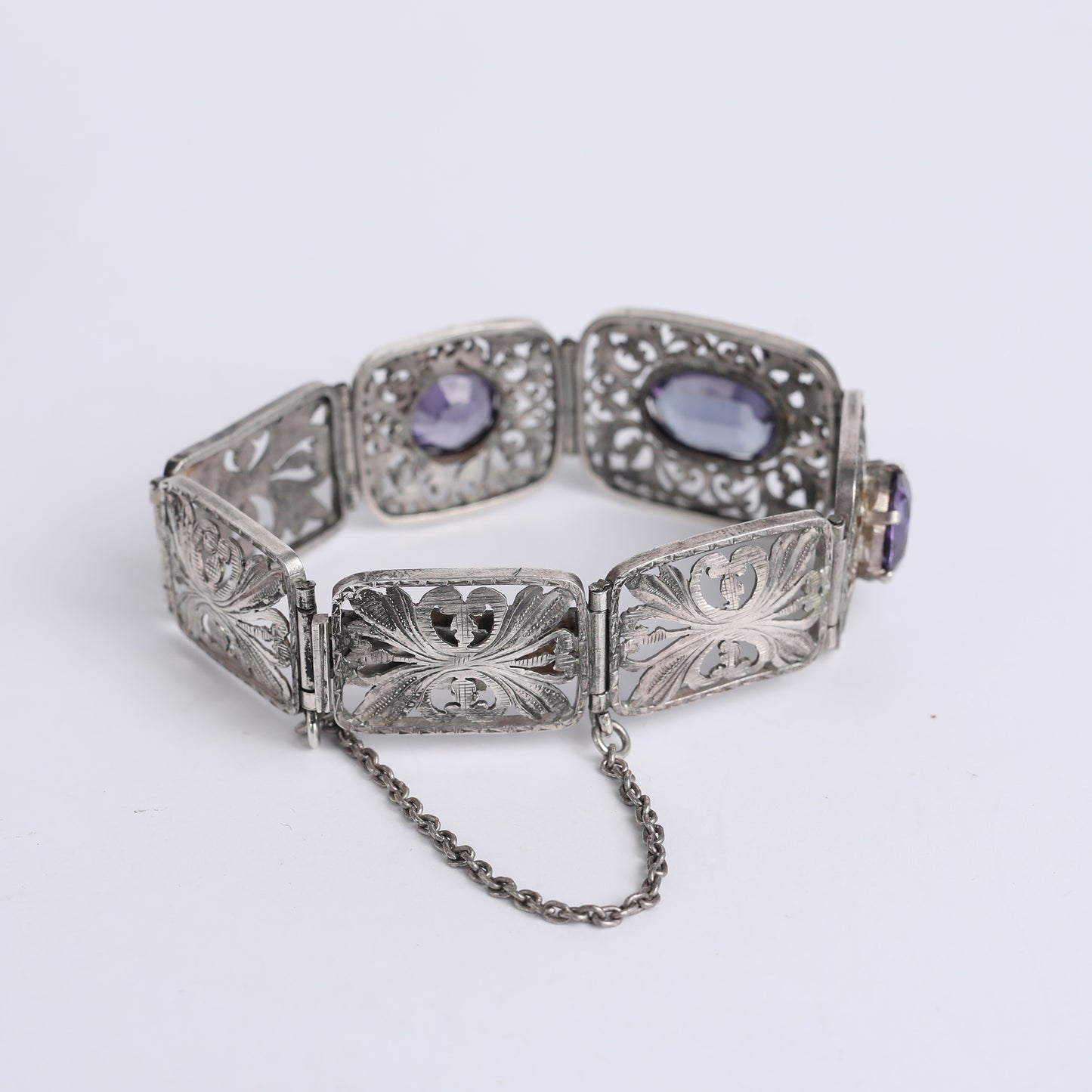Antique Handcrafted Silver Bracelet with Alexandrite