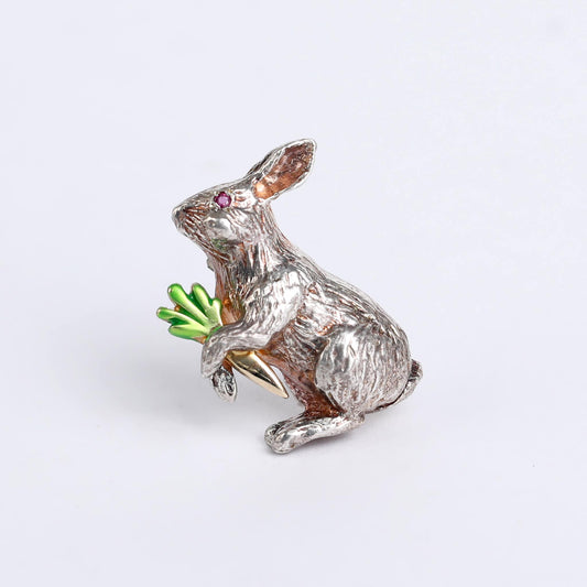 silver 925 and gold  Bunny Pin