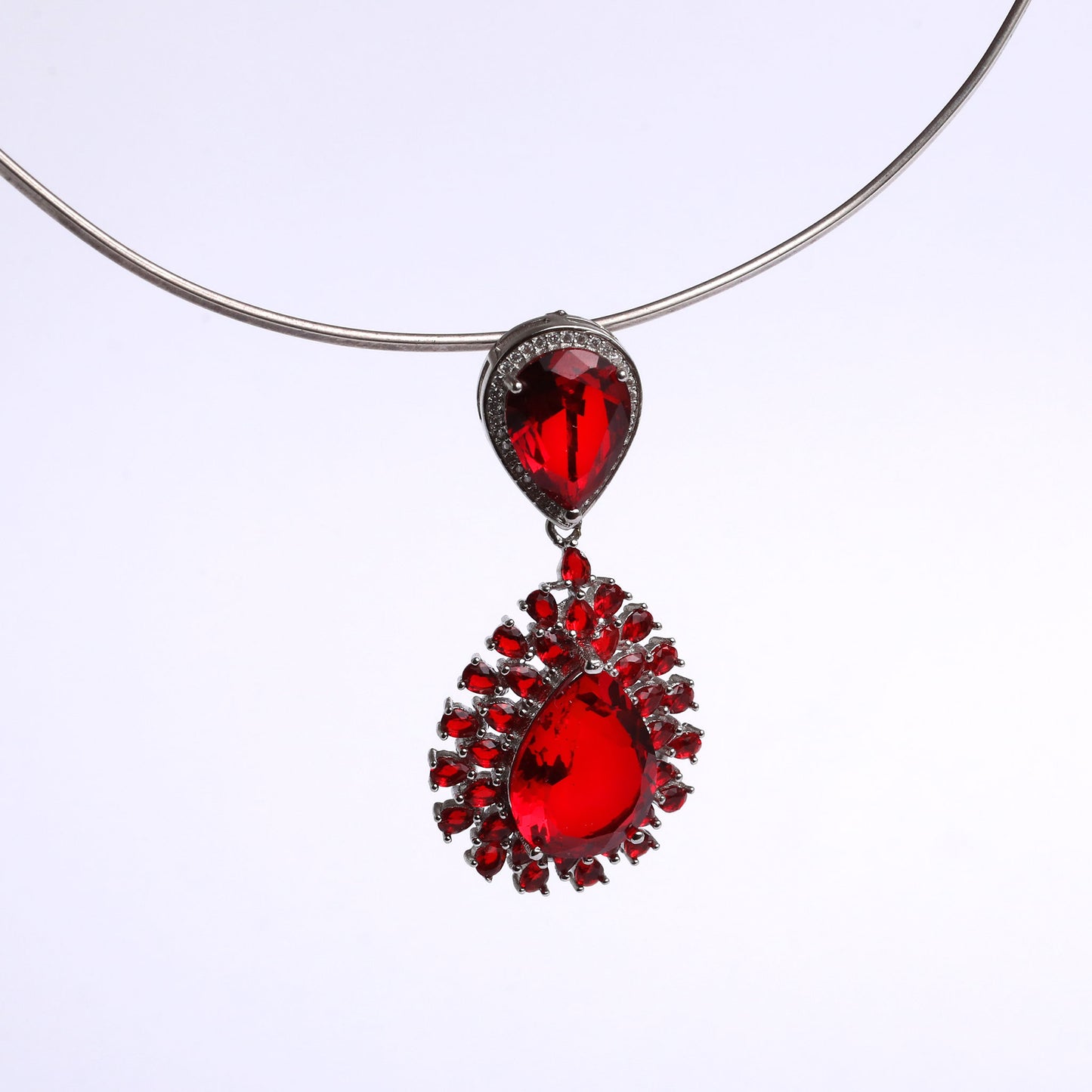 classic silver 925 Pendant with red zircons  ( can be earring too )