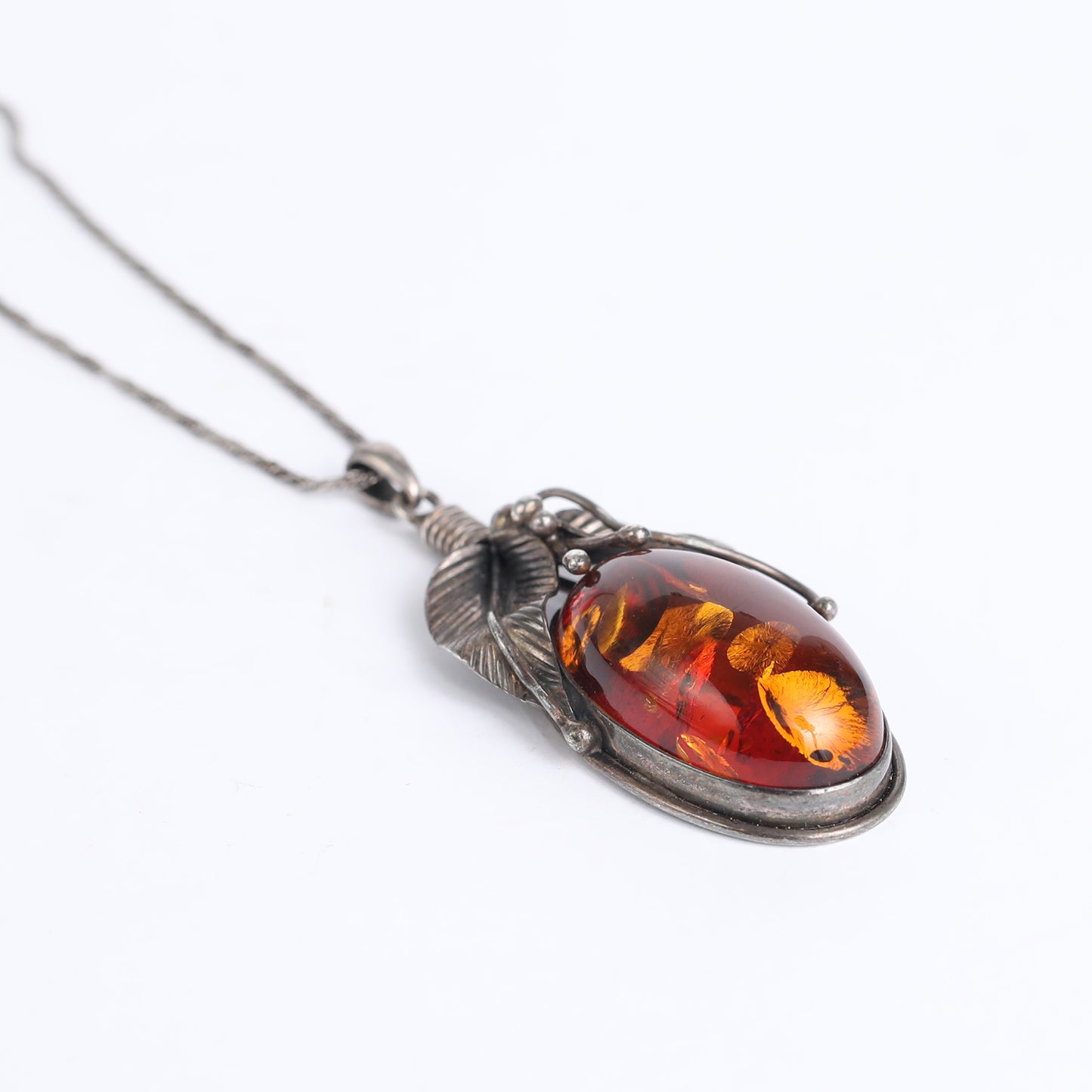 Handmade Silver Beetle Pendant with Ancient Amber: A Talisman of Transformation and Abundance"