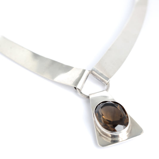 Vintage Sterling Silver Necklace with Topaz - Handmade in Israel