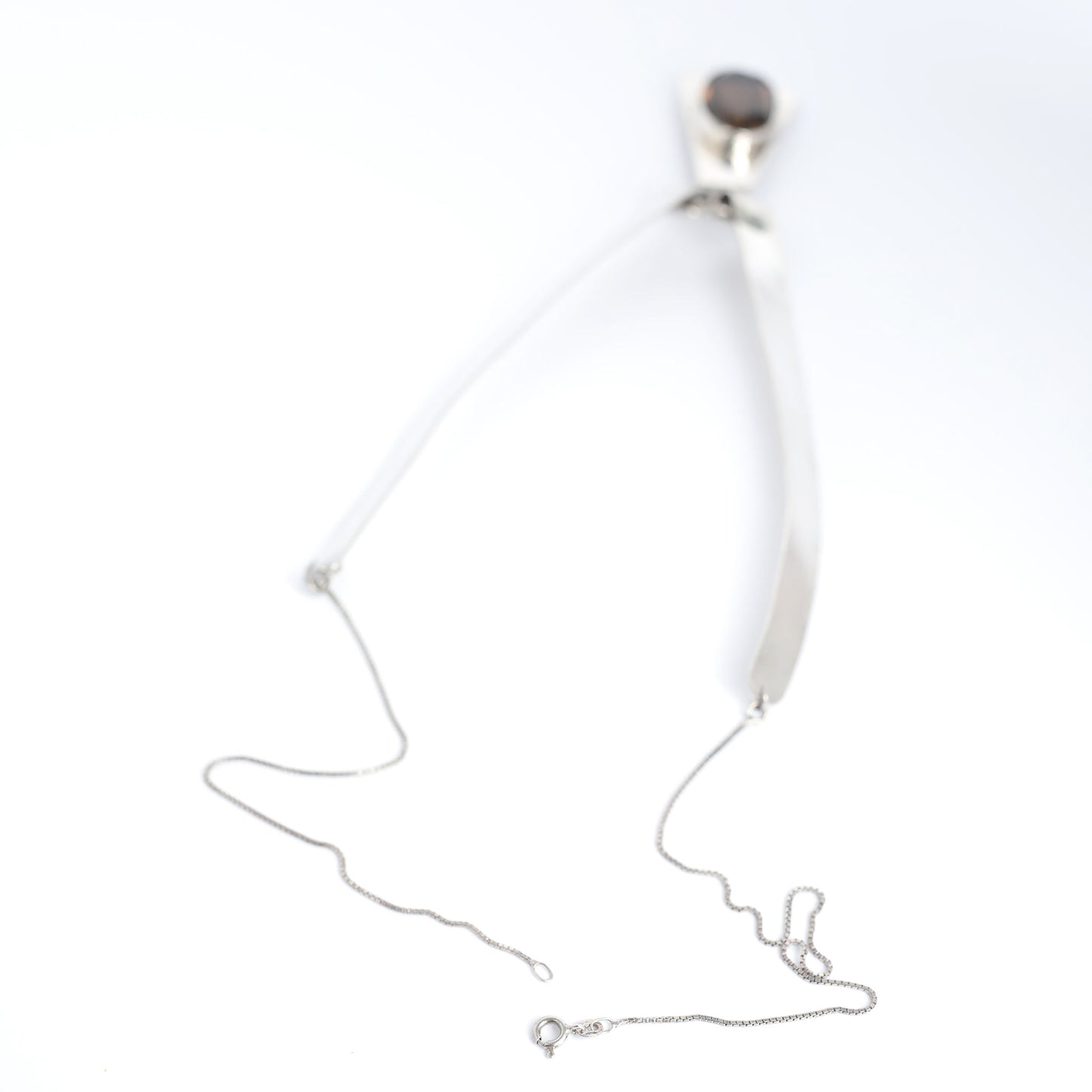 Vintage Sterling Silver Necklace with Topaz - Handmade in Israel
