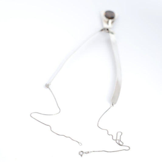 Vintage Sterling Silver Necklace with Topaz - Handmade in Israel
