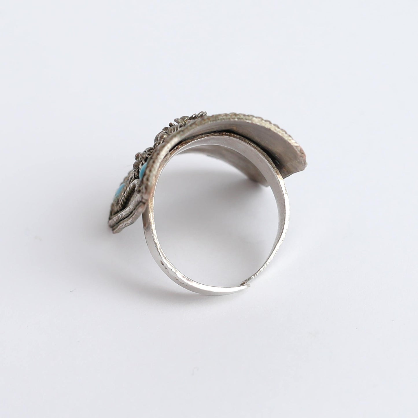 1930s Hand Made 925 Silver Ring With Turquoise Beads