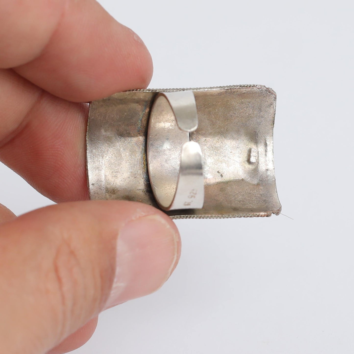 1930s Hand Made 925 Silver Ring With Turquoise Beads