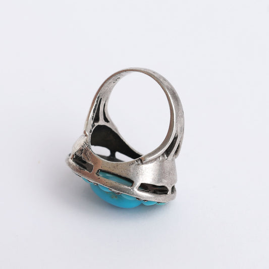 one of a kind vintage  silver ring with turquoise stones