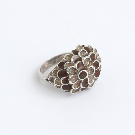 Hand Made Silver Ring With Enamel Art Work