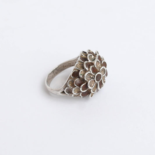 Hand Made Silver Ring With Enamel Art Work
