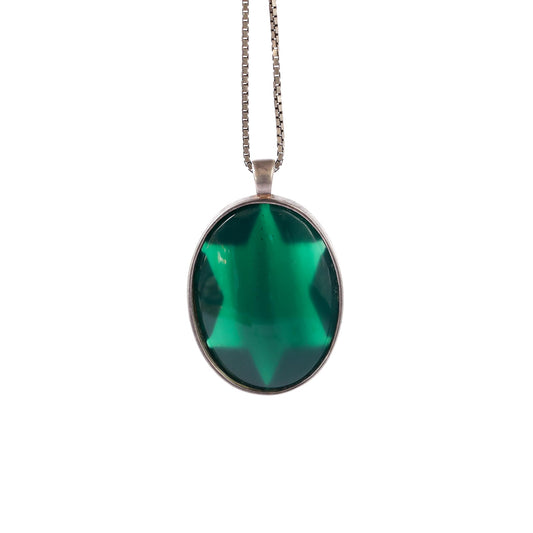 Green Agate and Silver Pendant