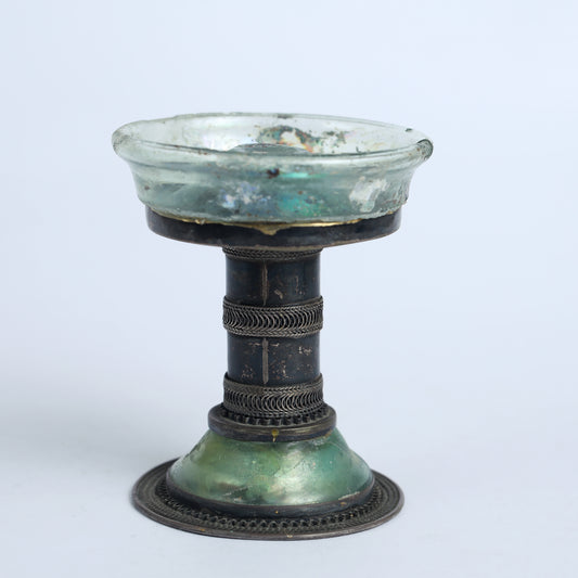 Ancient Roman Glass on a Silver Stand