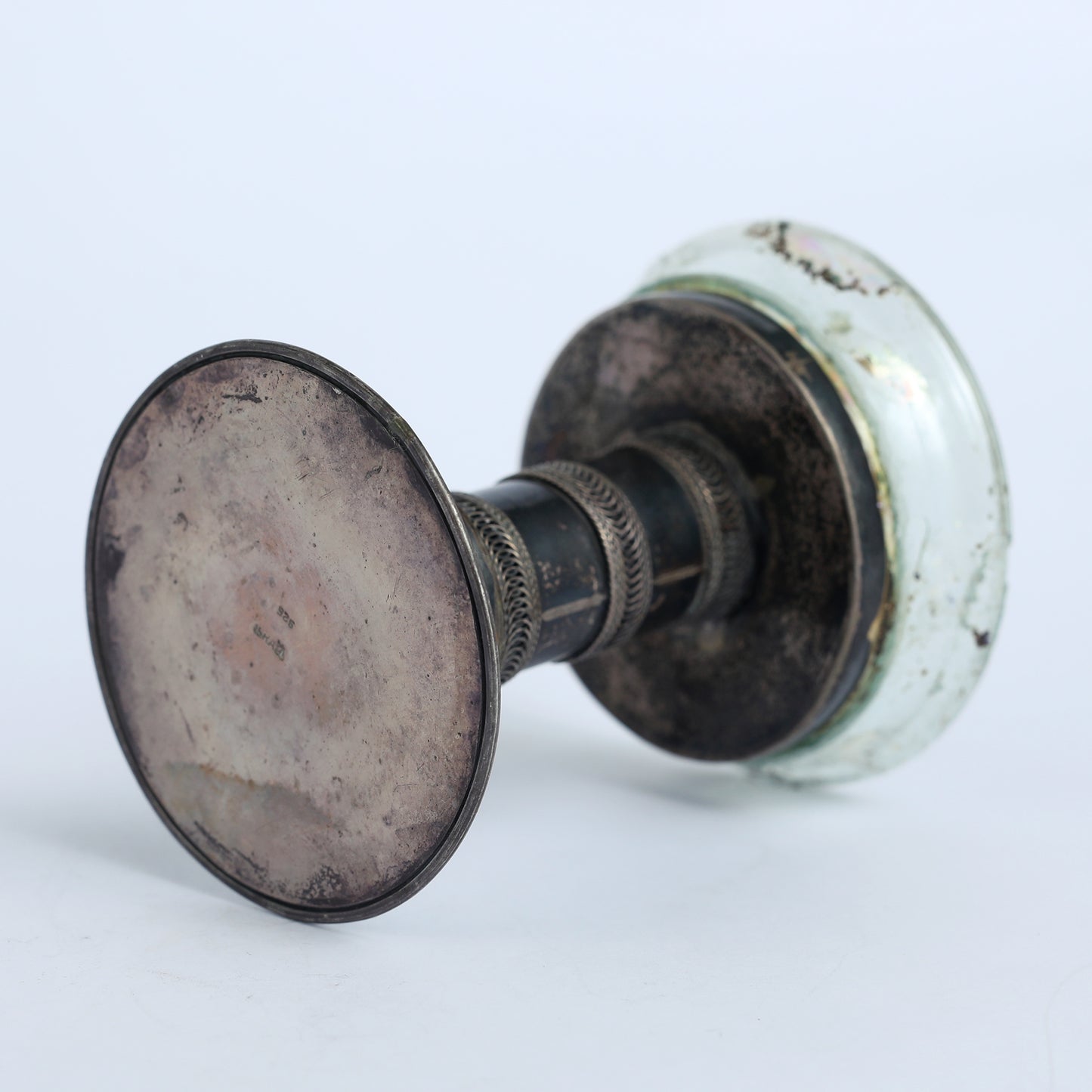 Ancient Roman Glass on a Silver Stand