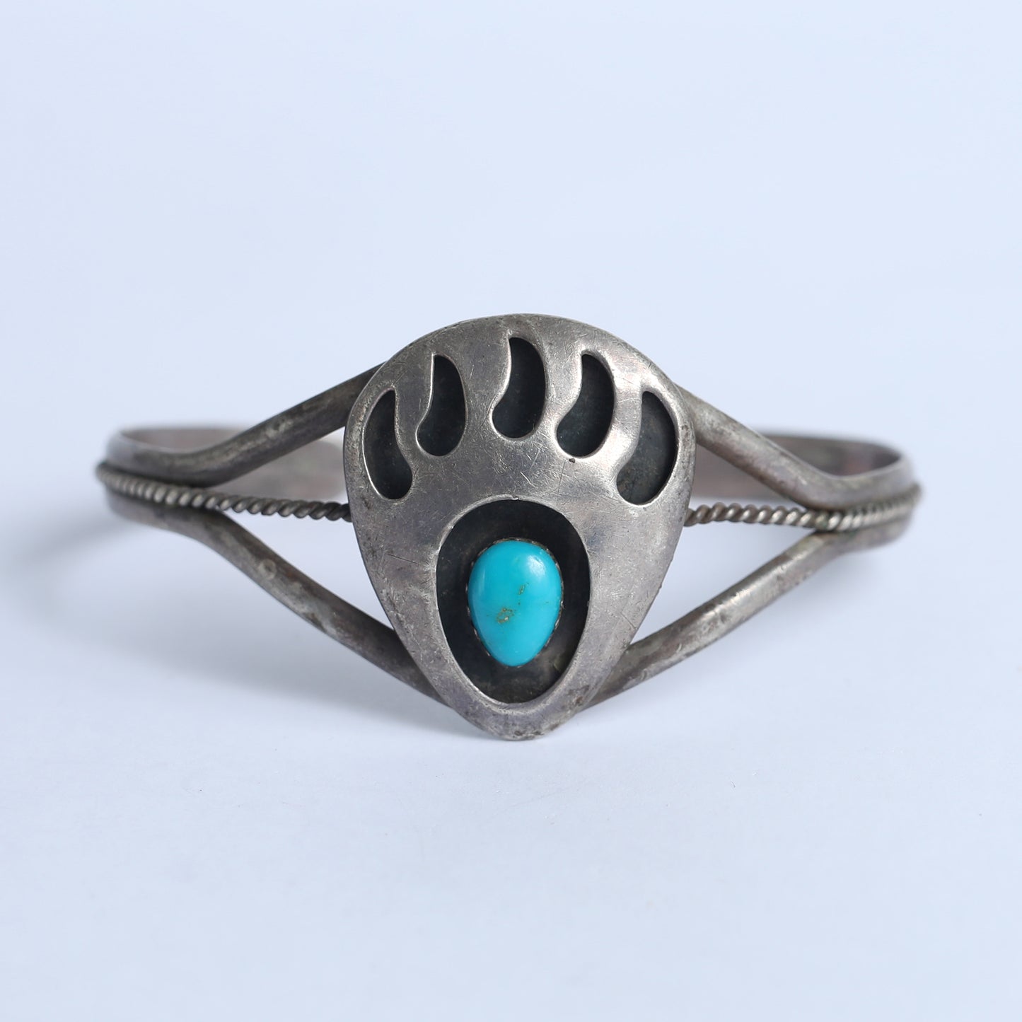 Native American Sterling And Turquoise Bangle Cuff