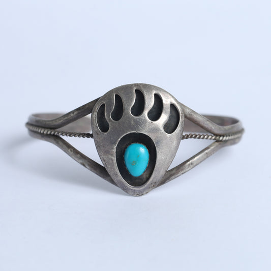Native American Sterling And Turquoise Bangle Cuff