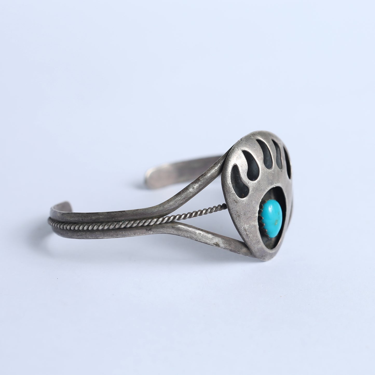 Native American Sterling And Turquoise Bangle Cuff