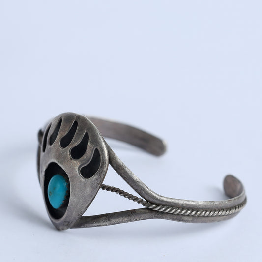 Native American Sterling And Turquoise Bangle Cuff