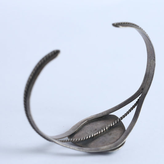 Native American Sterling And Turquoise Bangle Cuff