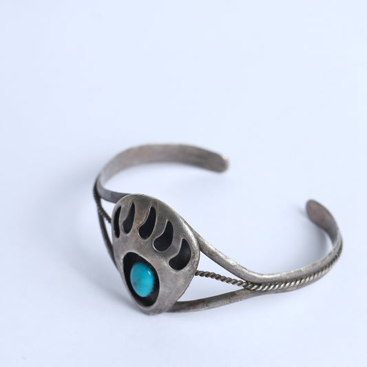 Native American Sterling And Turquoise Bangle Cuff