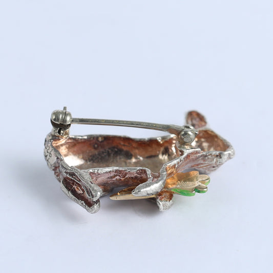 silver 925 and gold  Bunny Pin