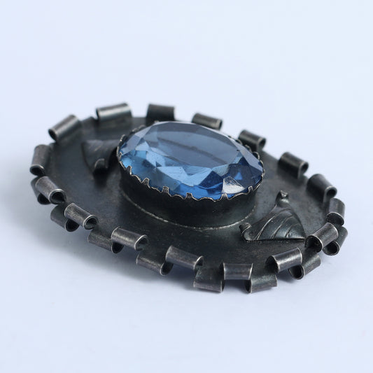 Brutalist Israeli Pendant, Unique Diamond- Cut Glass