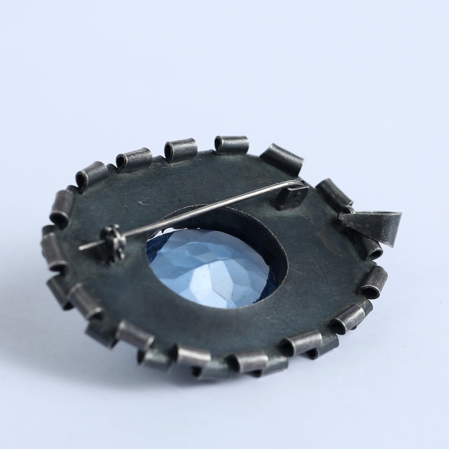 Brutalist Israeli Pendant, Unique Diamond- Cut Glass