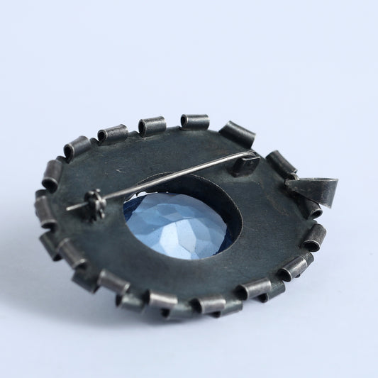 Brutalist Israeli Pendant, Unique Diamond- Cut Glass