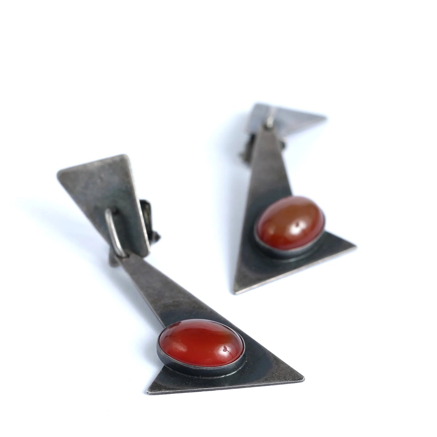 Cornelian Stone and Silver Earrings