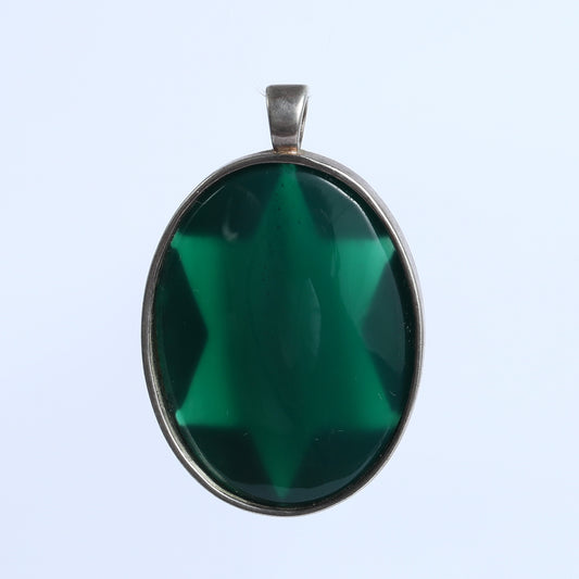 Green Agate and Silver Pendant