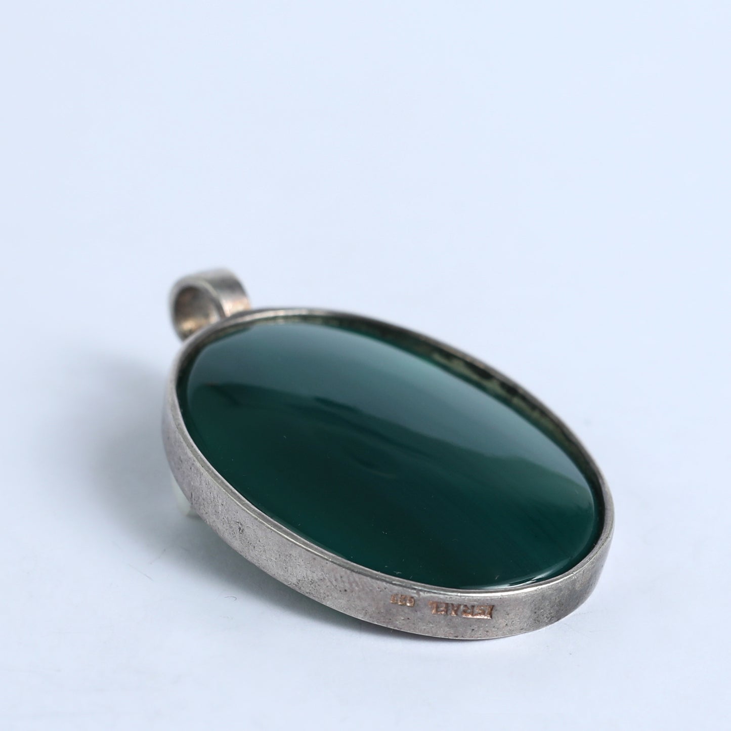 Green Agate and Silver Pendant