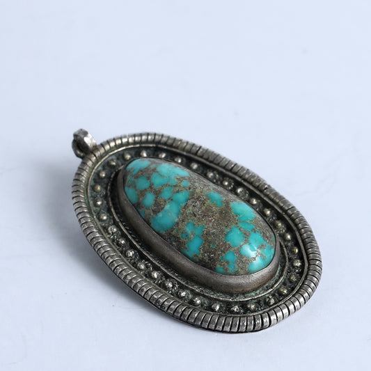 Silver and Turquoise 1930's Lavalier