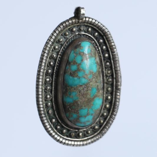 Silver and Turquoise 1930's Lavalier