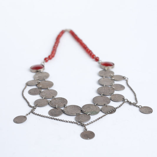 Handmade statement ethnic necklace with rare Arab Coin