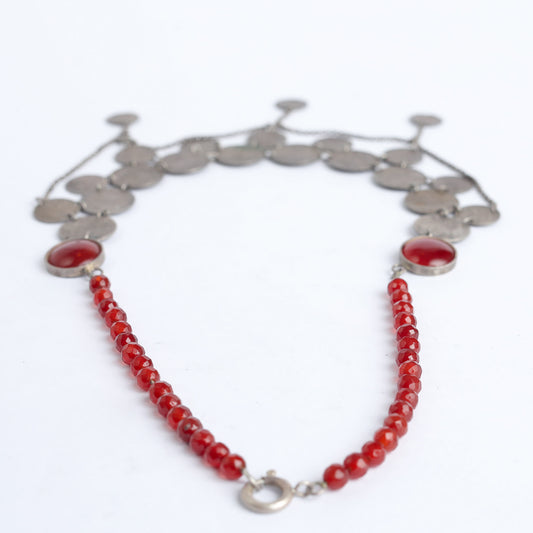 Handmade statement ethnic necklace with rare Arab Coin