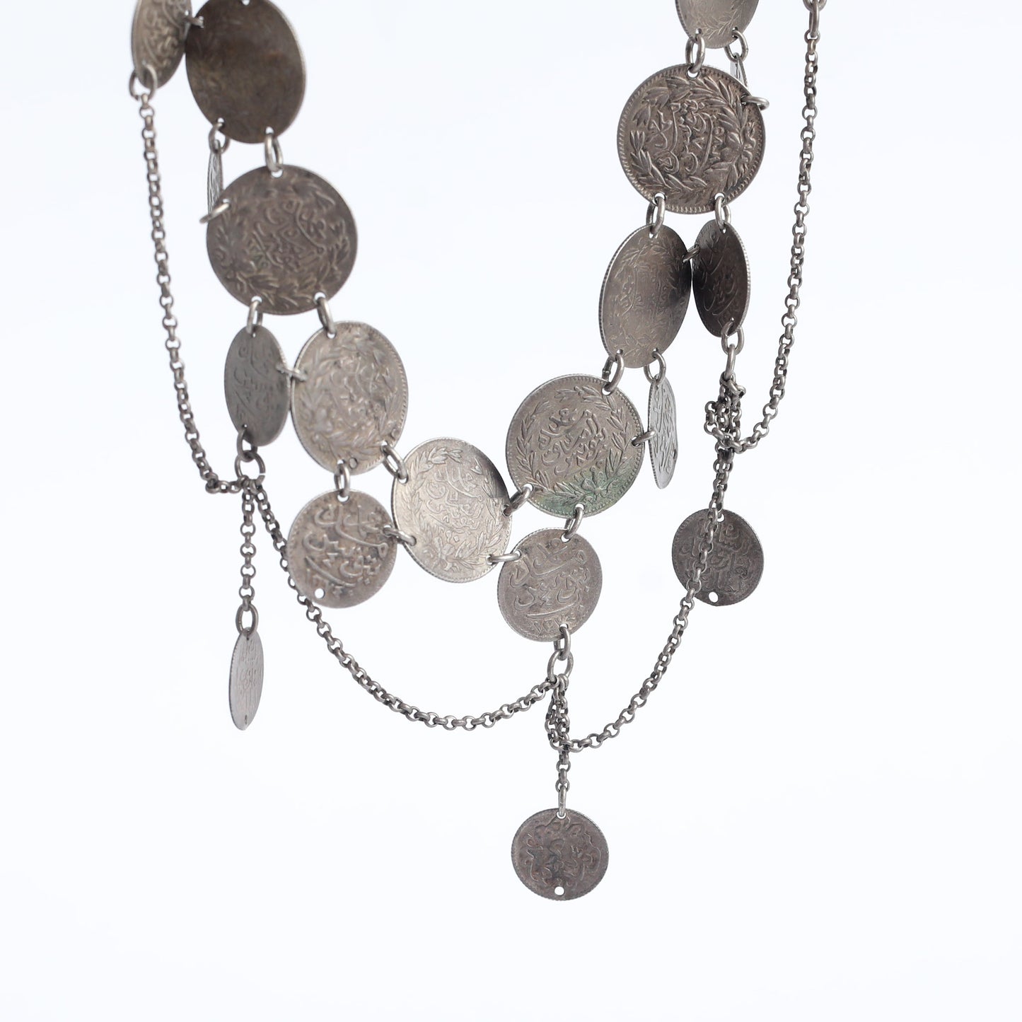 Handmade statement ethnic necklace with rare Arab Coin