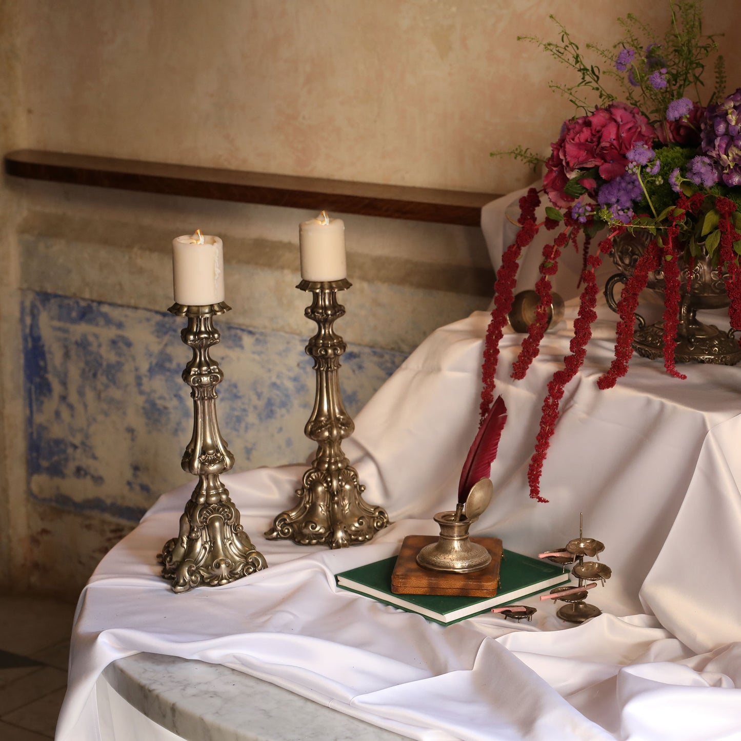 Huge pure silver candlesticks