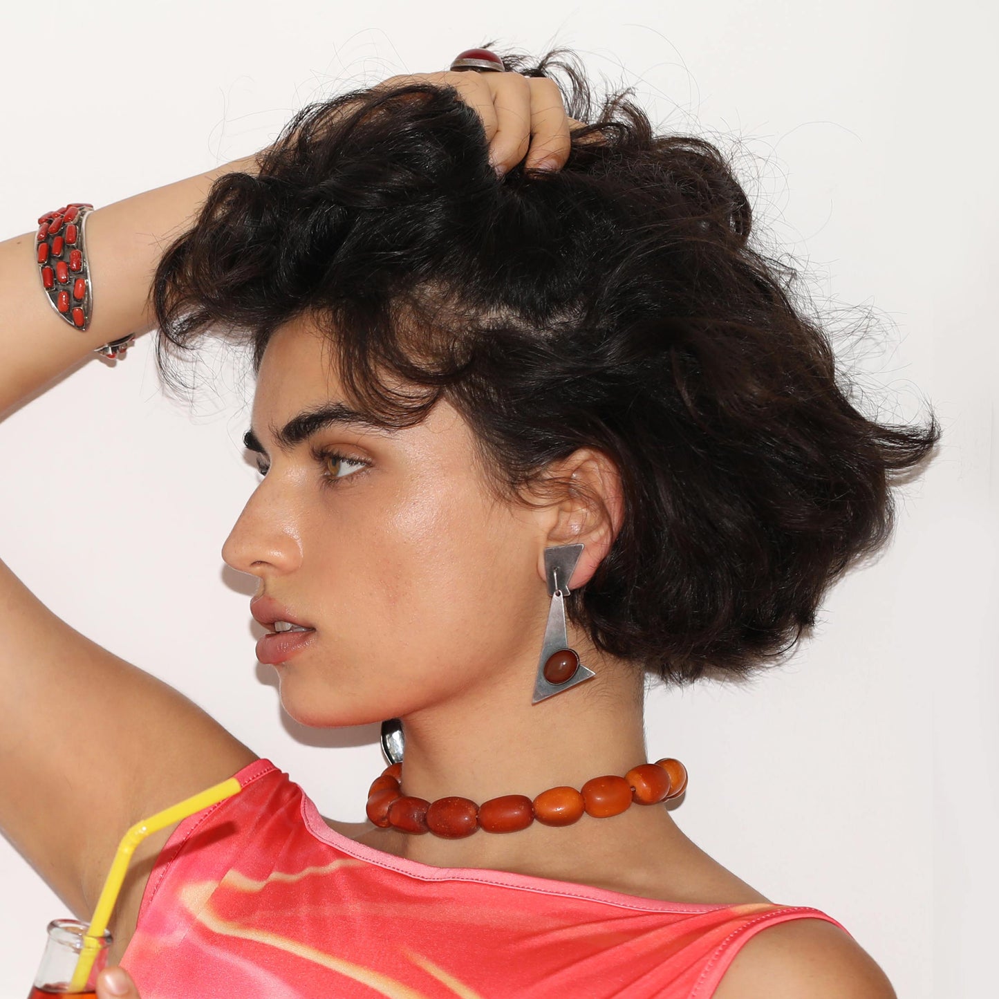 Cornelian Stone and Silver Earrings