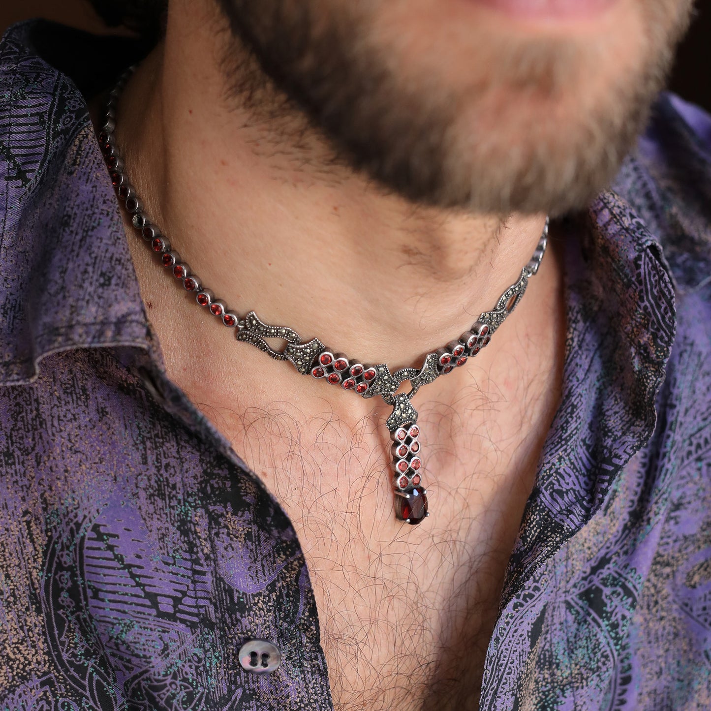 Pomegranate Silver Necklace