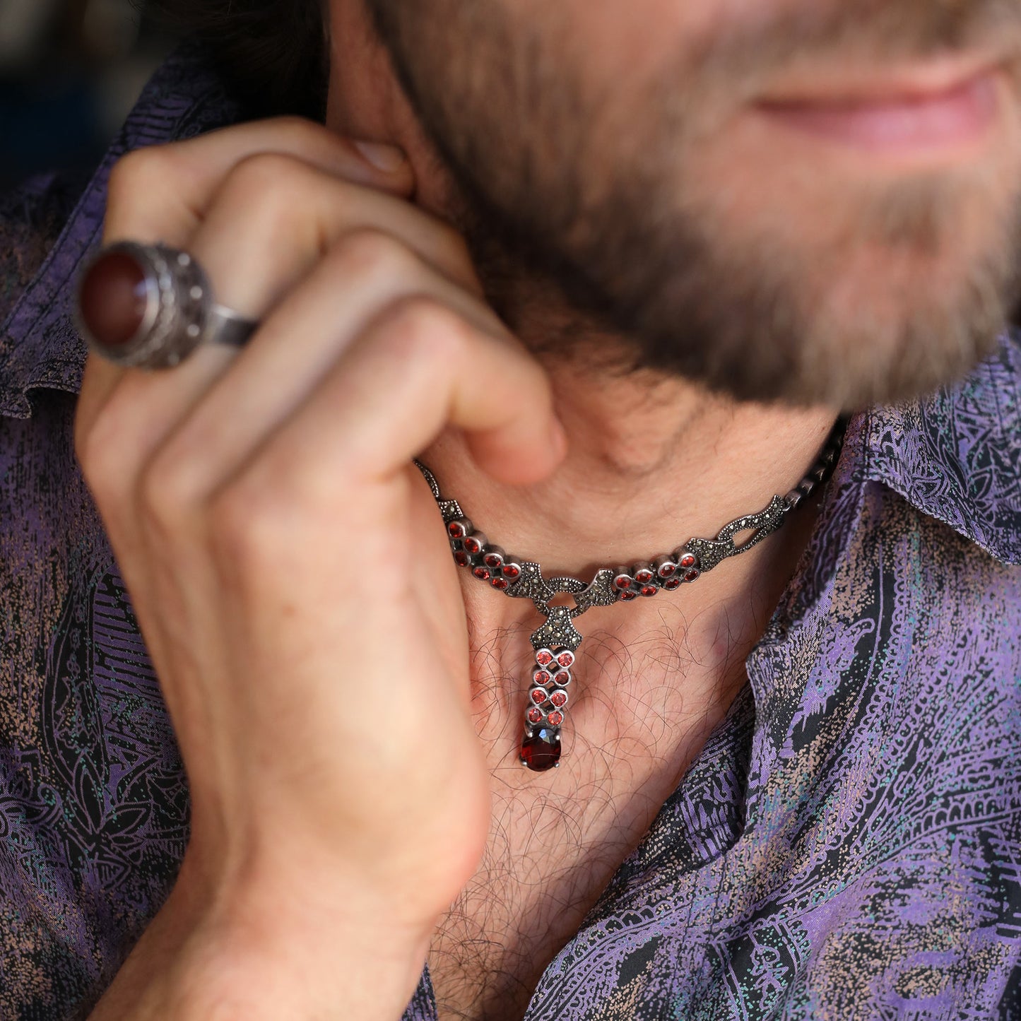 Pomegranate Silver Necklace