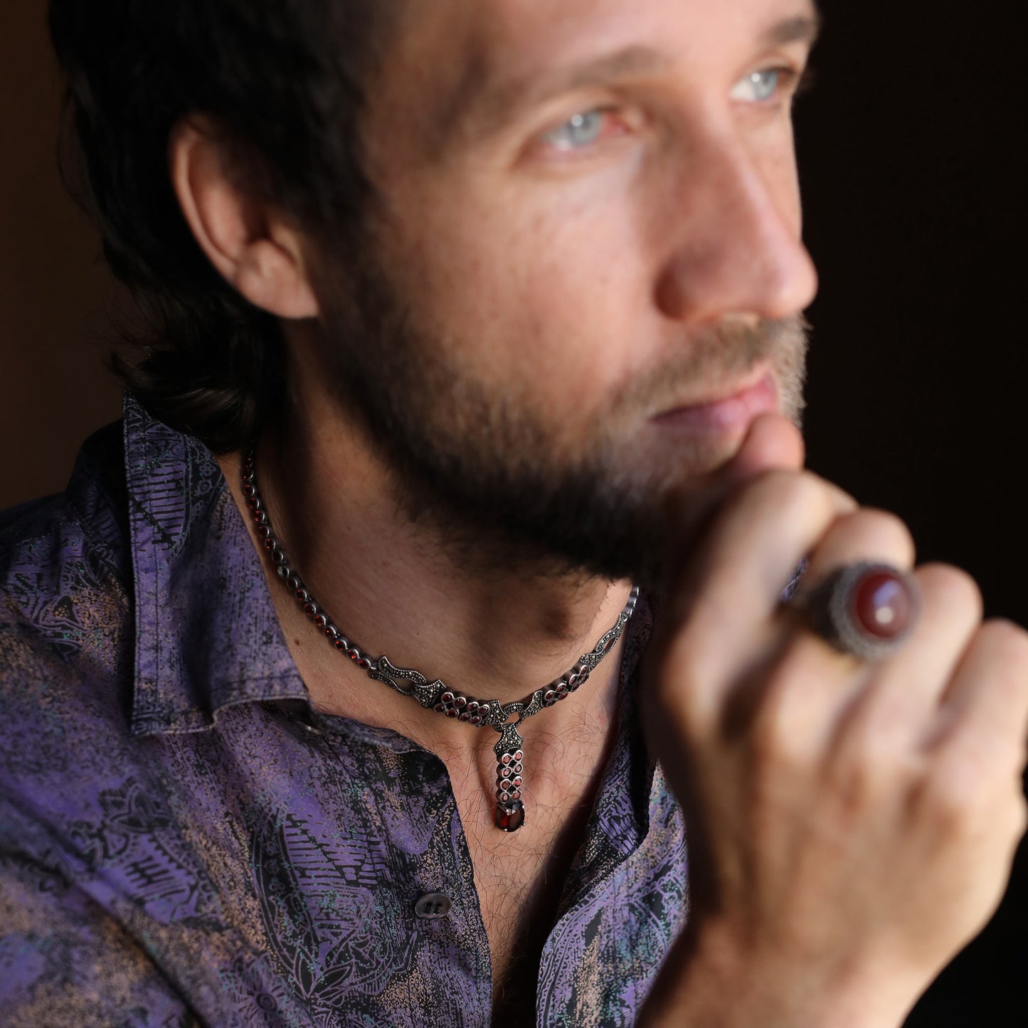 Pomegranate Silver Necklace