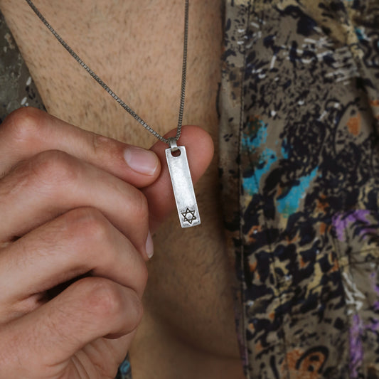 Sterling Silver Mezuzah with Star of David Pendant - Inspired by an ID disk