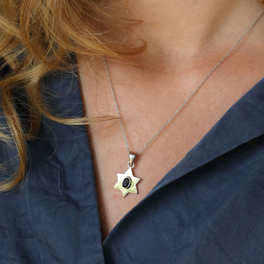 Star of David Pendant with Black Onyx Stone