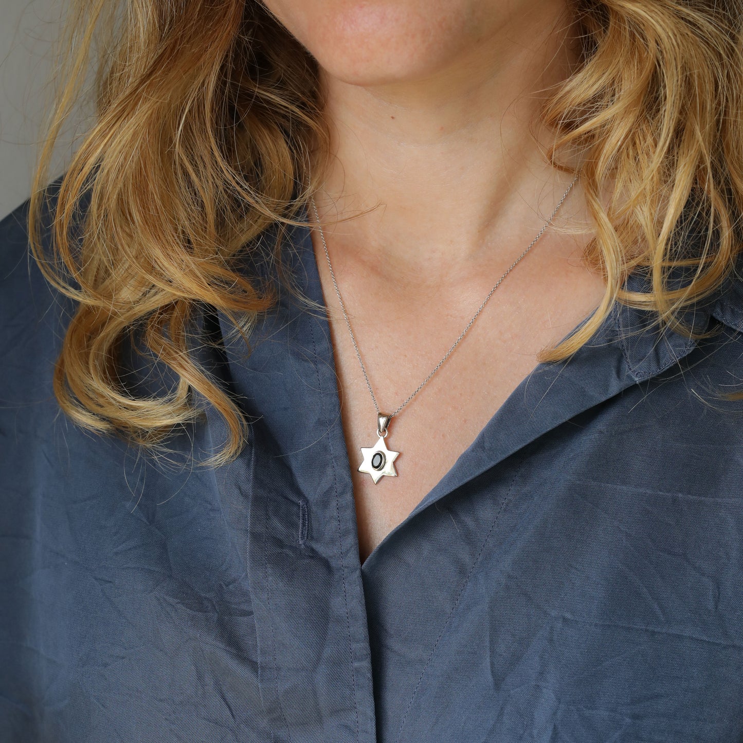 Star of David Pendant with Black Onyx Stone