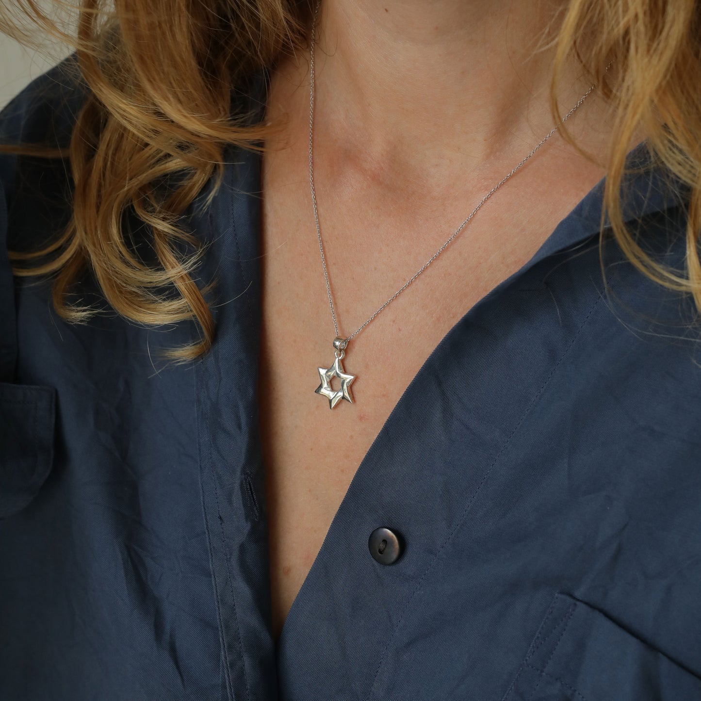Sterling Silver Star of David design Necklace