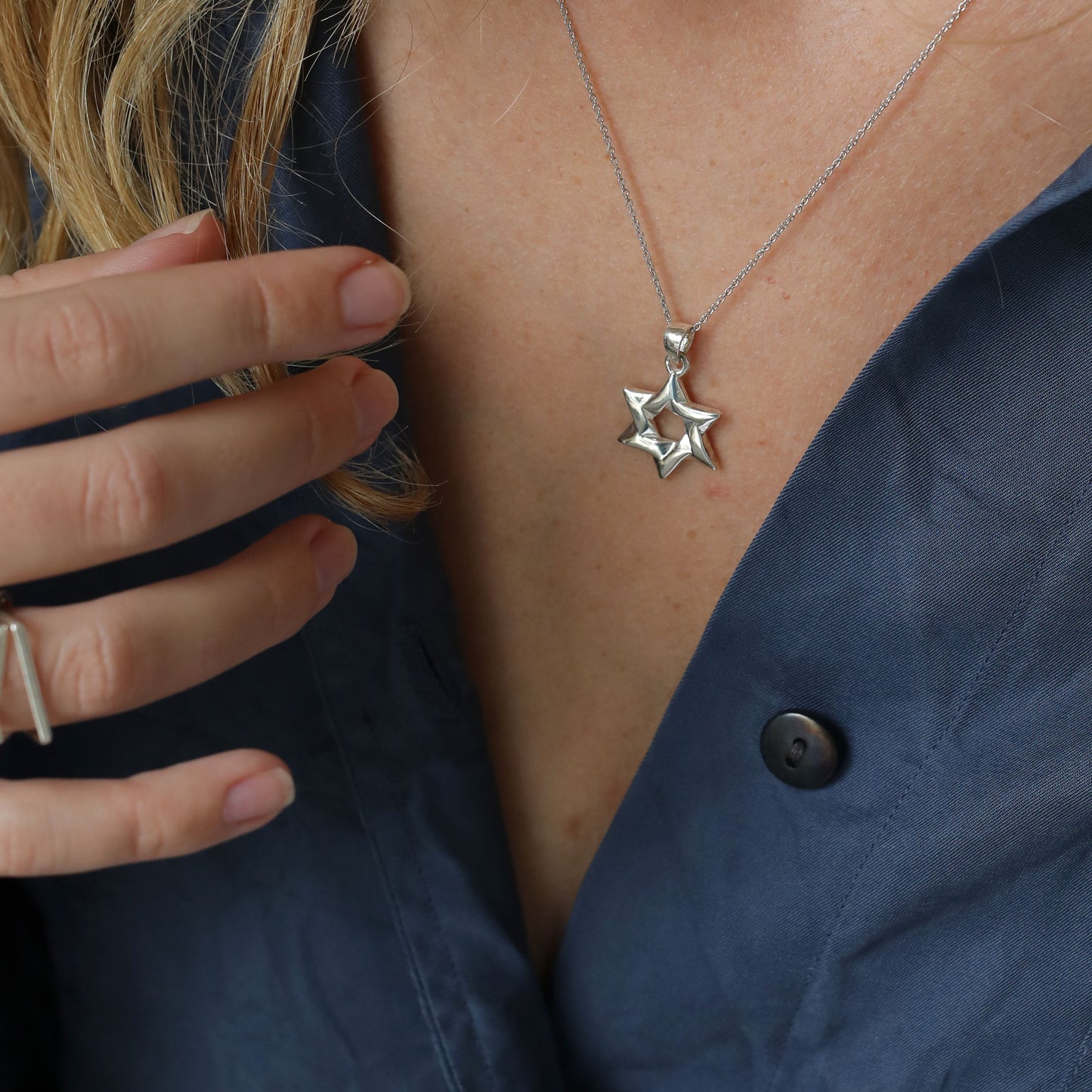 Sterling Silver Star of David design Necklace