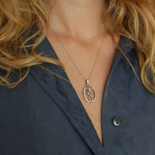 Sterling Silver Triple Symbol Fusion Pendant