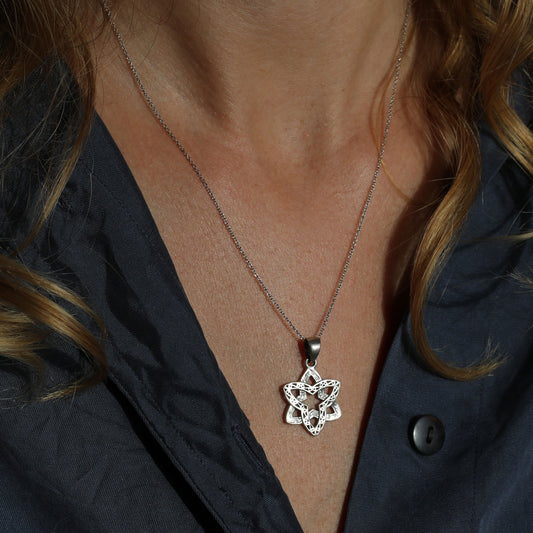 art work  - Silver Star of David Ornament Pendant Necklace