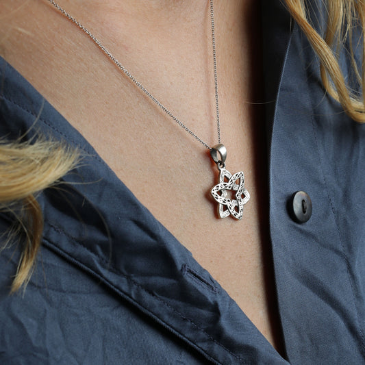 art work  - Silver Star of David Ornament Pendant Necklace