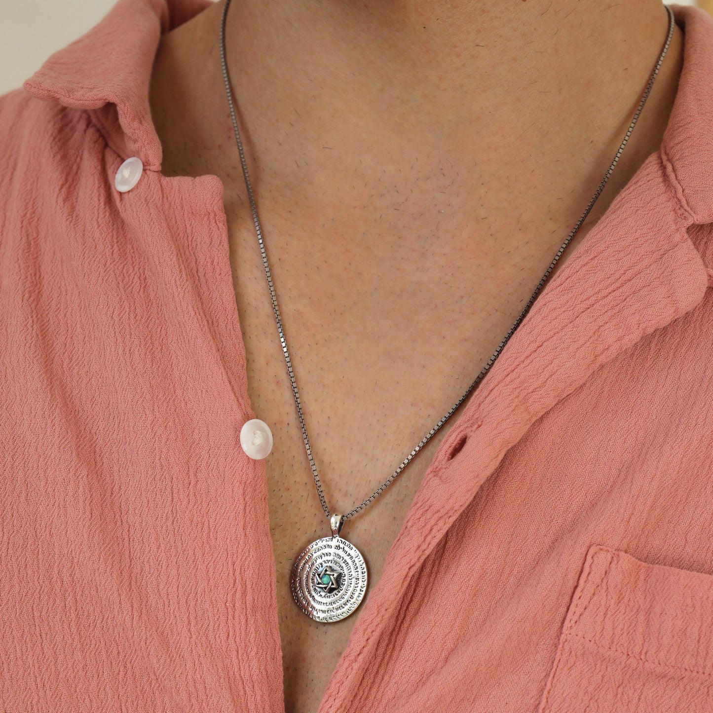 Opal Star of David Kabbalah Pendant in Sterling Silve